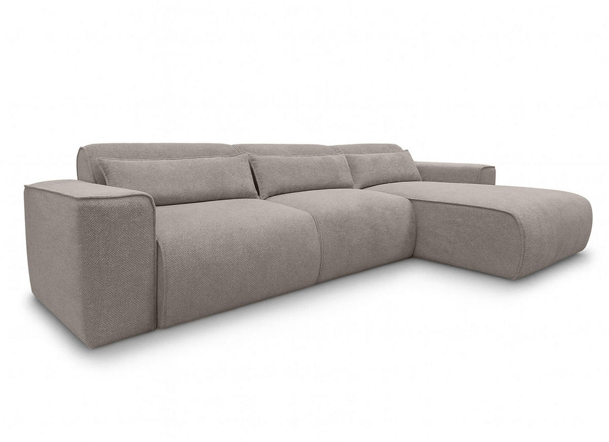 ECKSOFA L Form Ruyam Hellbraun 310/165/78 cm – Schlaffunktion Rechts - Hellbraun/Schwarz, Kunststoff/Textil (310/170cm) - AX Living