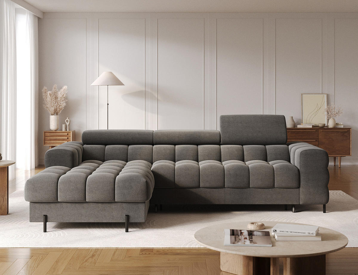 ECKSOFA FELRO mit Schlaffunktion, Bettkasten & verstellbaren Kopfstützen – Modernes Premium-Ecksofa in L-Form - Anthrazit, Kunststoff (285/181cm) - Wohnideebilder