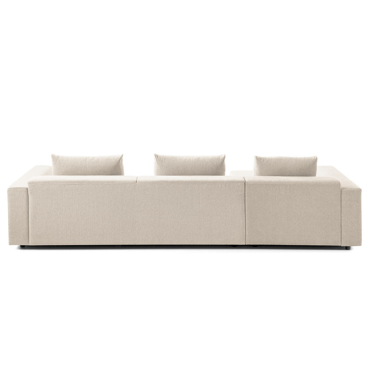 3-SITZER ECKSOFA mit Longchair - Webstoff - Beige/Schwarz, Kunststoff/Textil (320/170cm) - home24