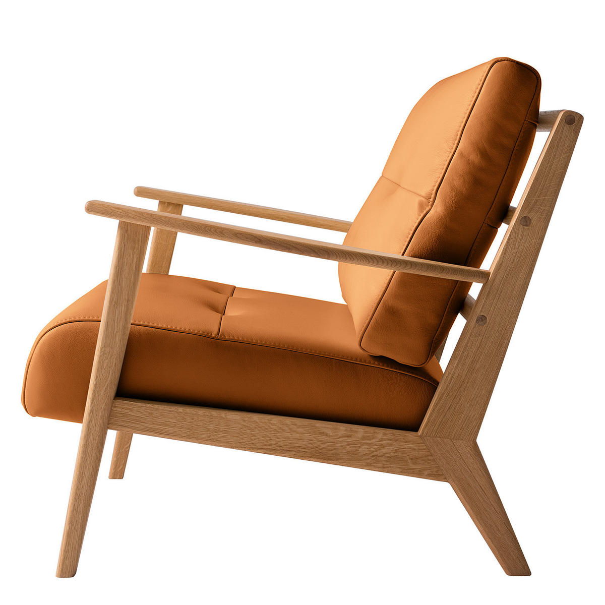 SESSEL - Cognac/Braun, Leder/Eichenholz (83/80/75cm) - home24