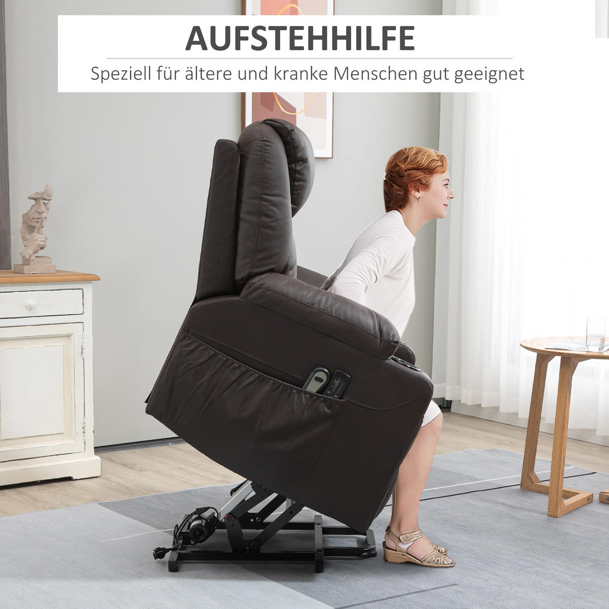 SESSEL mit Aufstehhilfe, Braun - Braun, Kunststoff (99/106/88cm) - HOMCOM