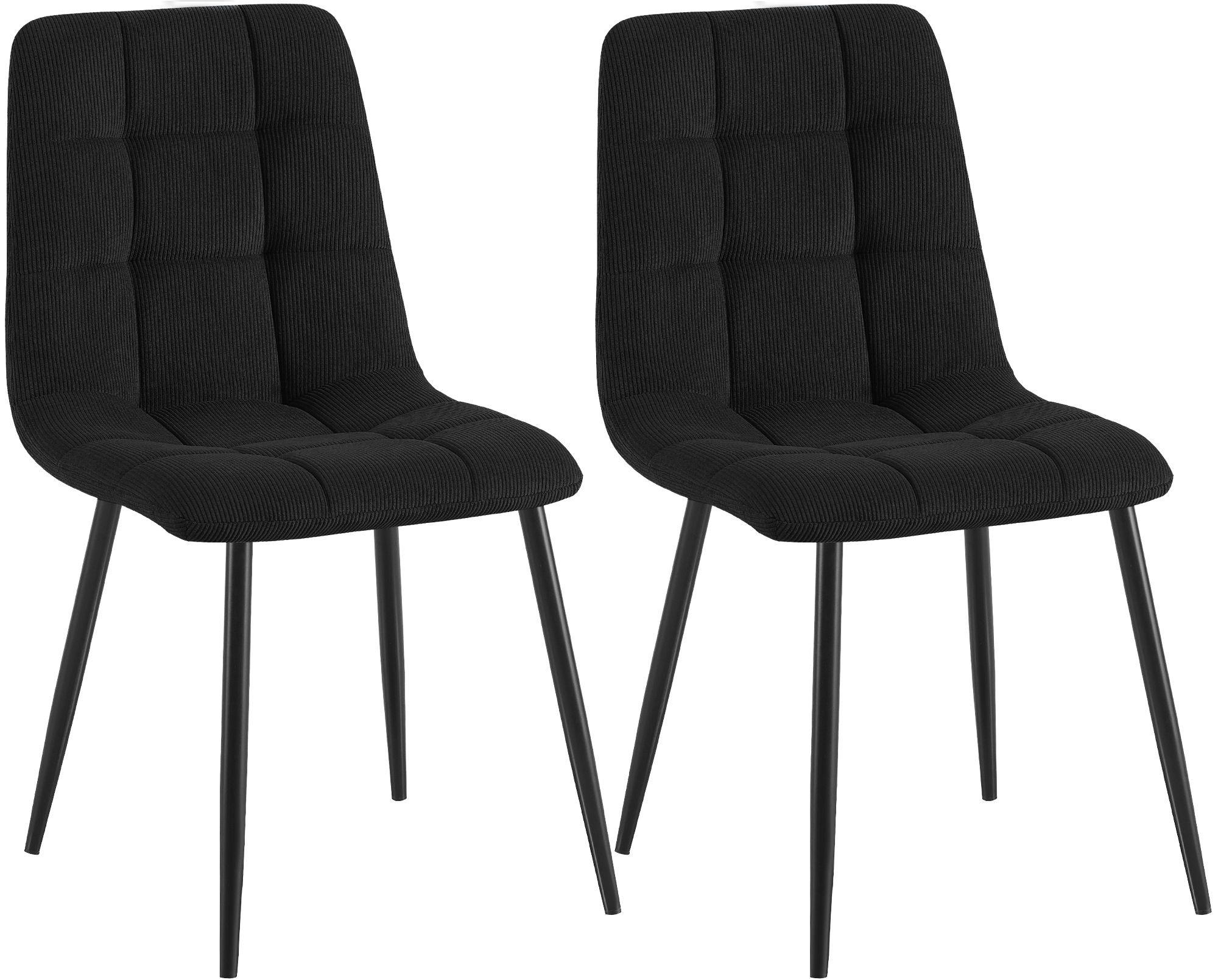 STUHL 2er Set Cord Schwarz - Schwarz, Textil/Metall (45/84/55cm) - CLP