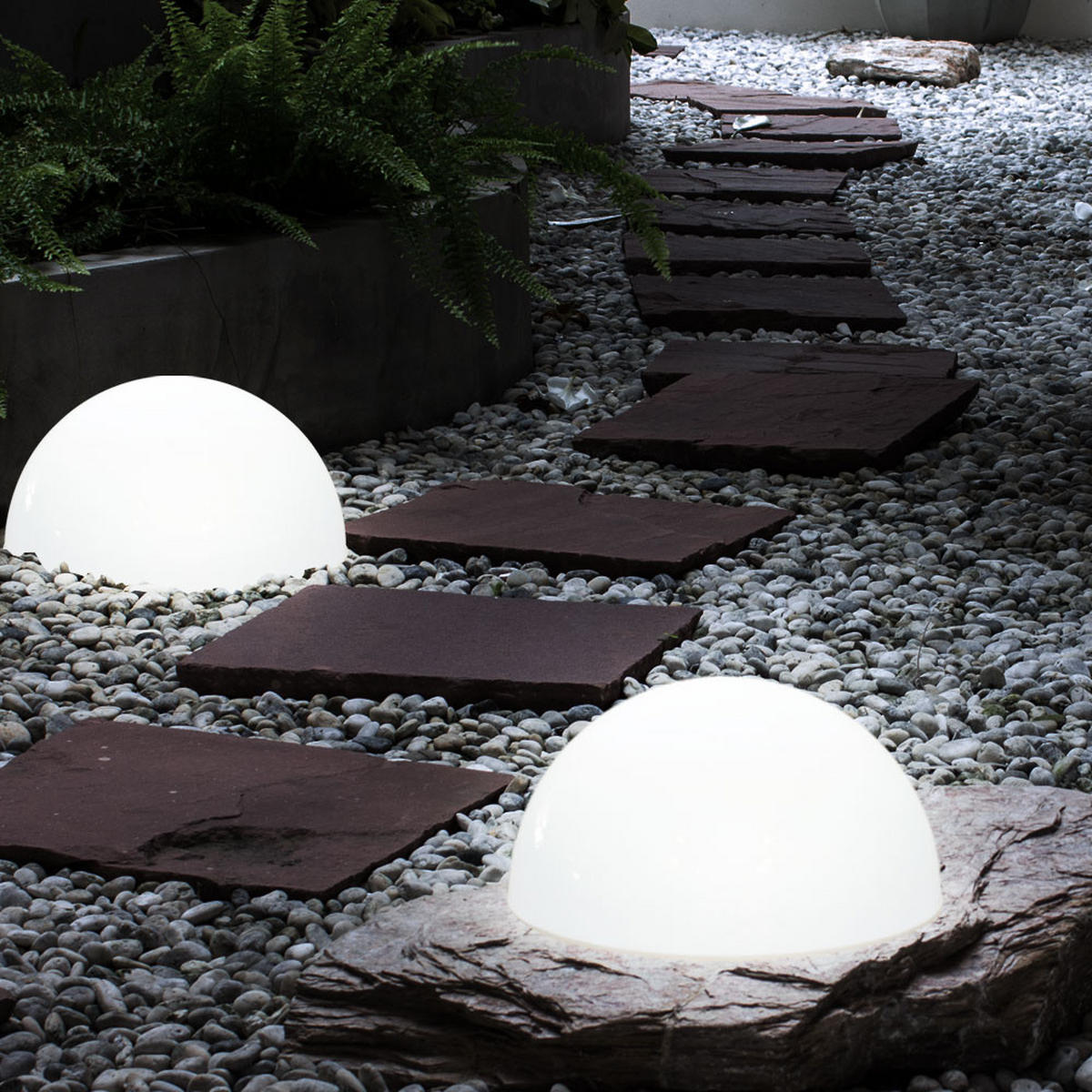 LED AUSSENLEUCHTE Halbkugel Weiß opal 2er Set - Weiß, Kunststoff (20/20/10cm)