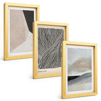 BILDER SET 3er Set - 20x30 cm Goldrahmen - Abstrakte Muster in Beige und Grau - Goldfarben, Kunststoff (20/30cm) - TULUP