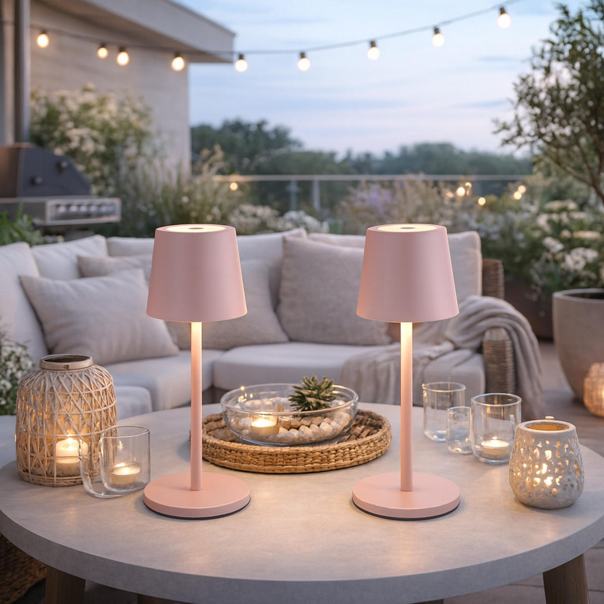 LED TISCHLEUCHTE Metall Rosa 2x - Rosa, Metall (8.5/8.5/28cm) - Globo Lighting