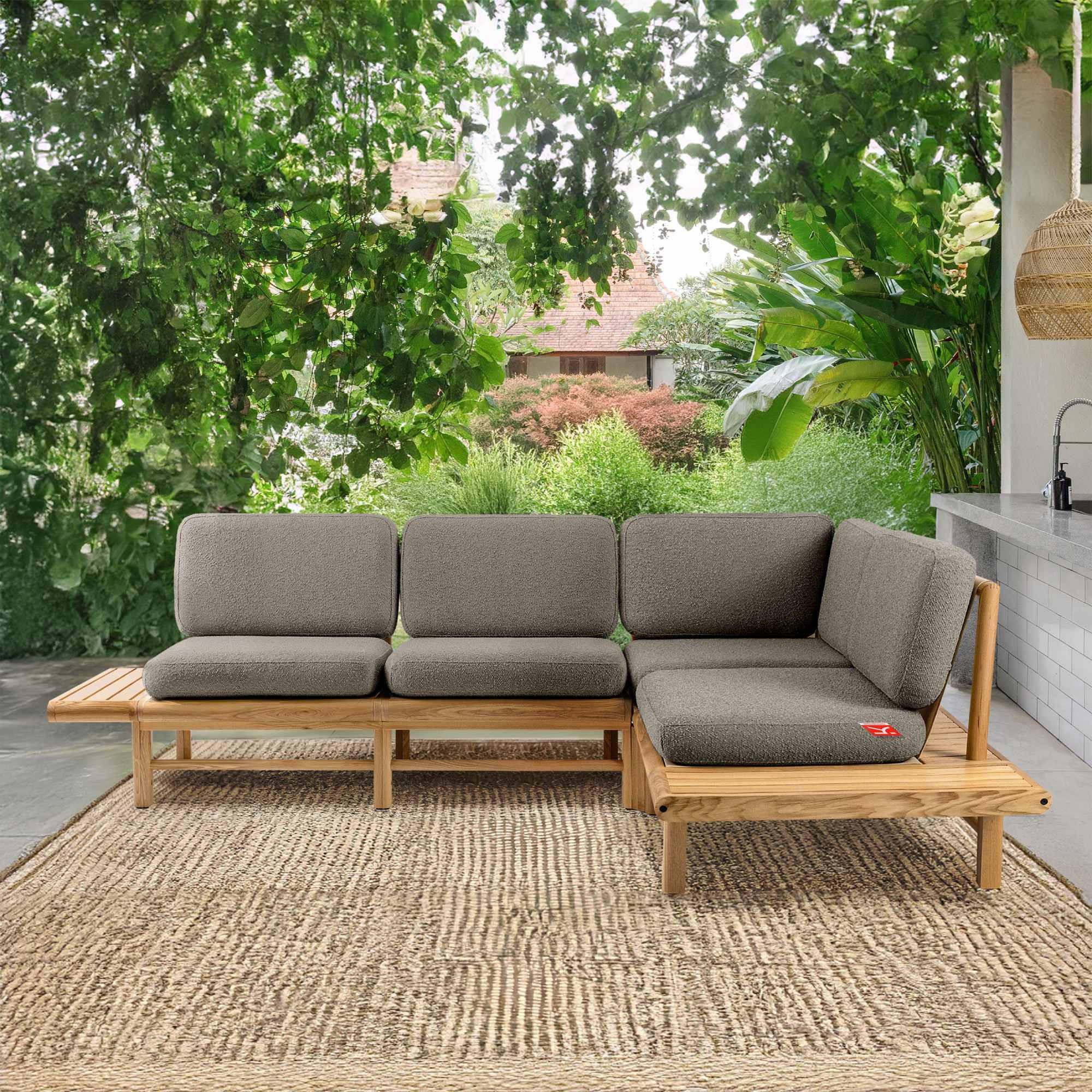 LOUNGESOFA ATREDA rechts - Grau, Holz/Textil (245/74/175cm) - KONSIMO®