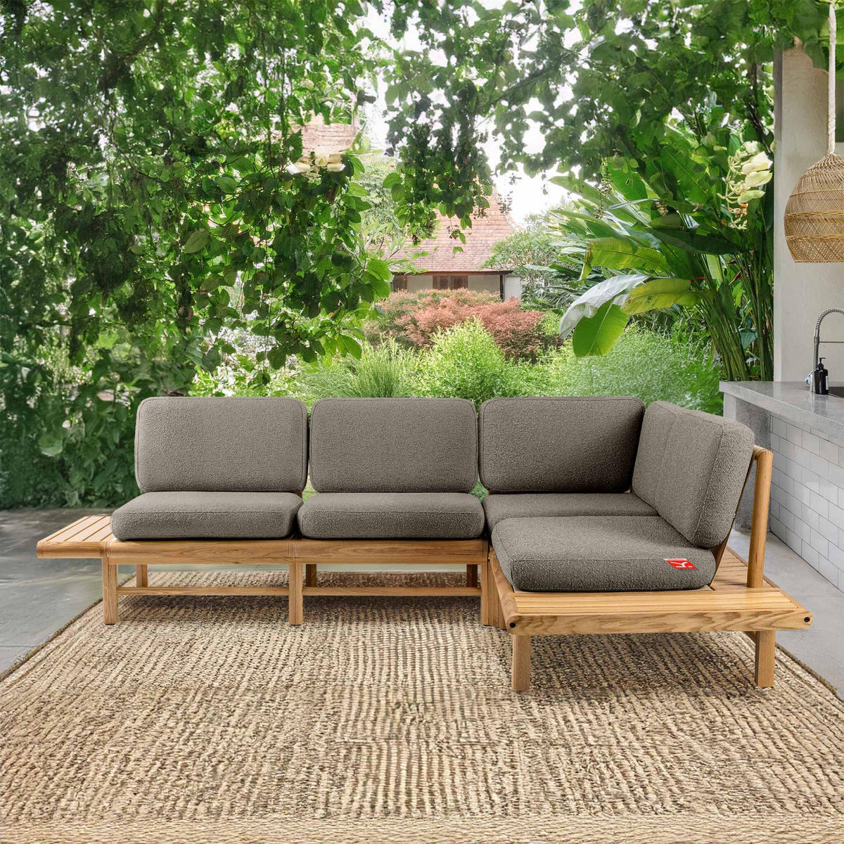 LOUNGESOFA ATREDA rechts - Grau, Holz/Textil (245/74/175cm) - KONSIMO®