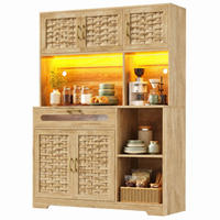 HOCHSCHRANK mit LED 120 x 40 x 180 cm MDF Glas Natural - Braun, Glas (40/180/120cm) - Meubliv