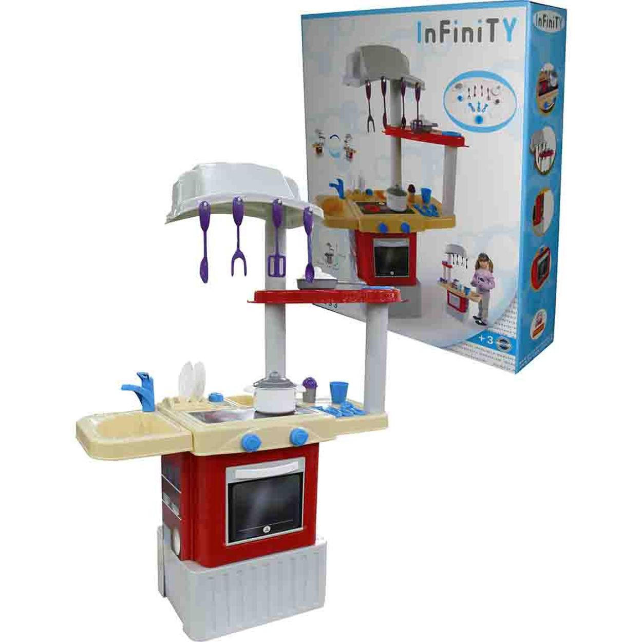 SPIELKÜCHE Infinity 42279 rot Kunststoff, viel Zubehör, Backofen, Herd, Spülbecken, Geschirr - Rot, Kunststoff (71/33/100cm) - Polesie