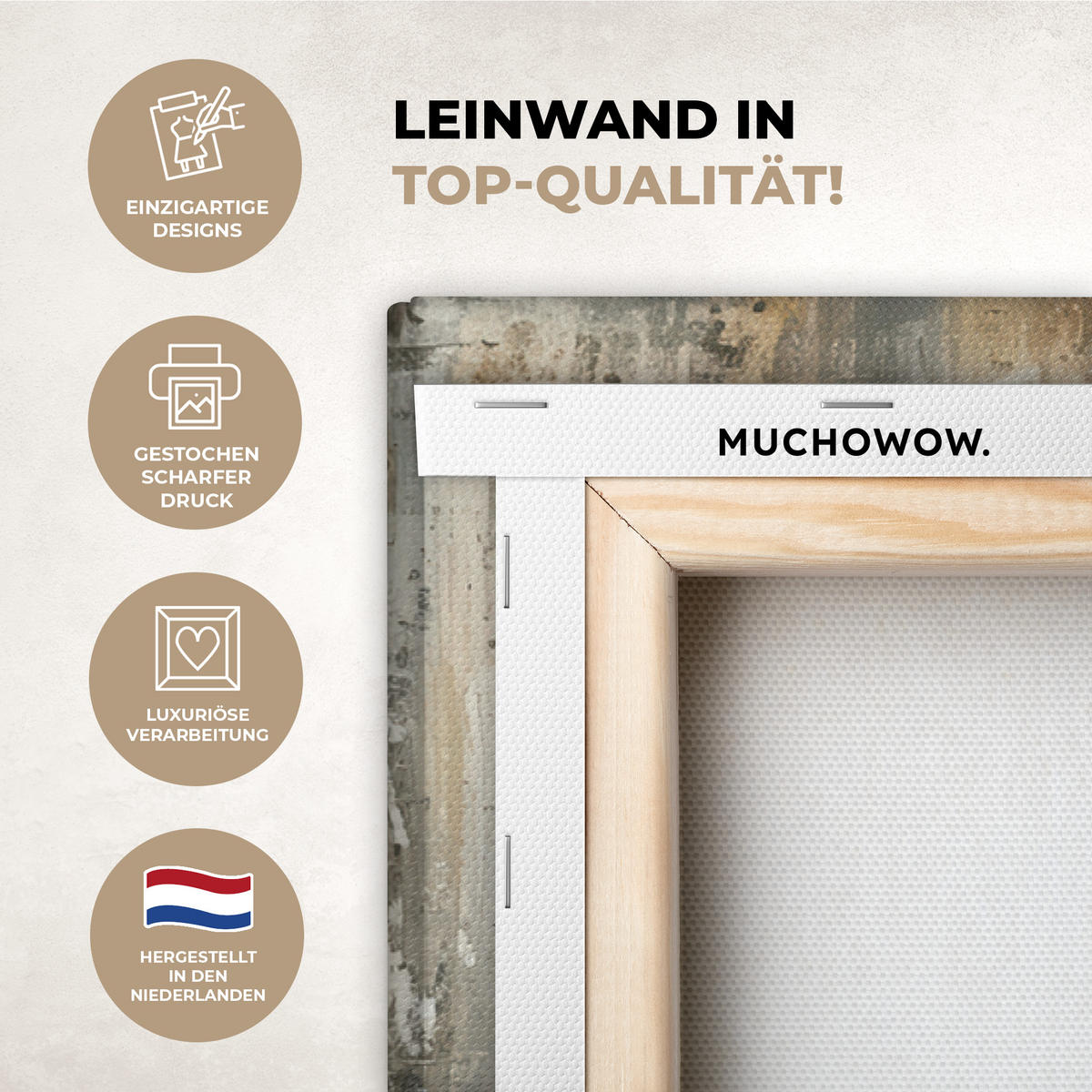 LEINWANDBILD Weihnachtsbaum - Vintage - Weihnachten - Geschenk Wohnzimmer 120x80 cm - Rostfarben, Textil (120/80cm) - MuchoWow