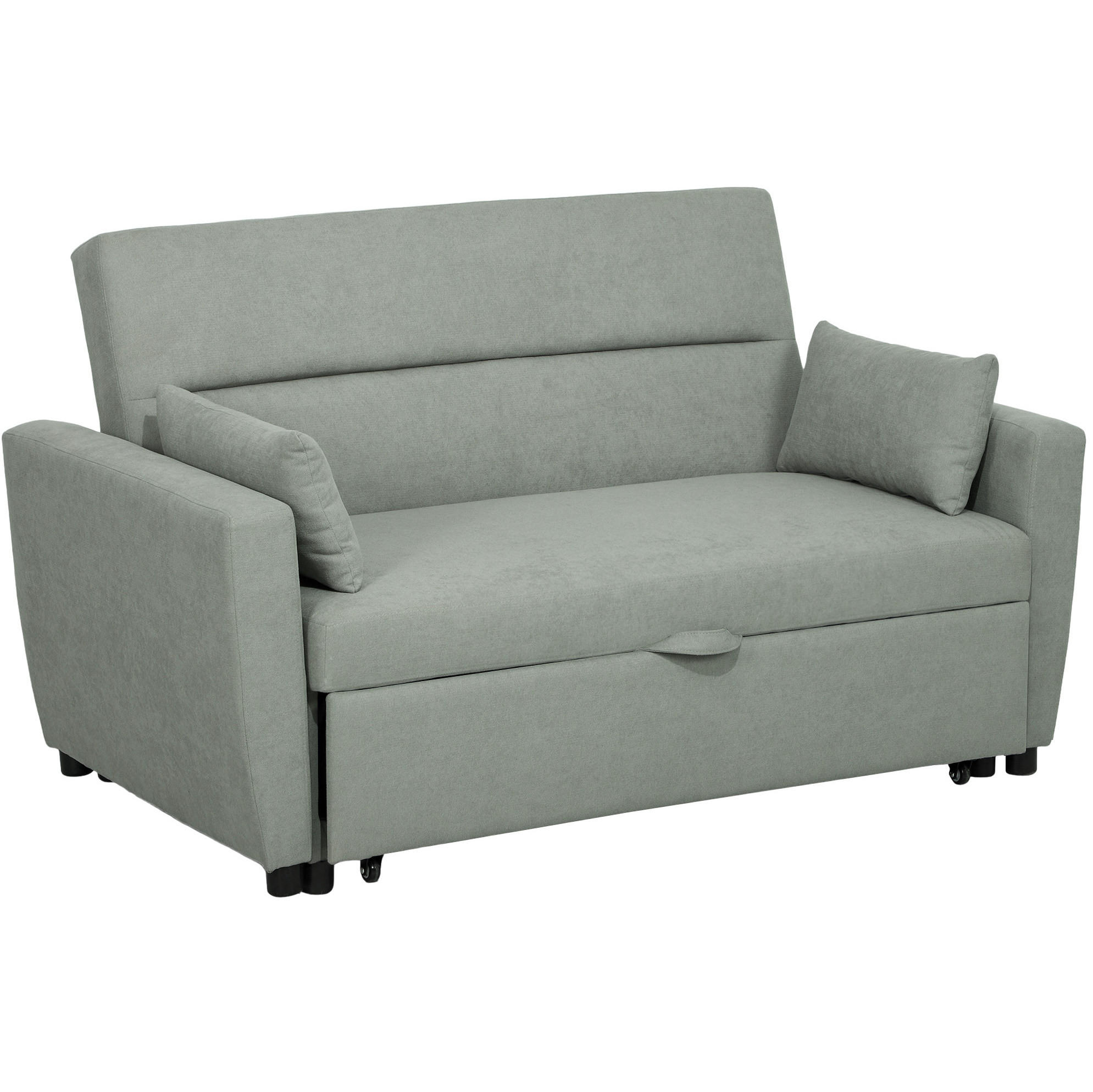 SCHLAFSOFA 2-Sitzer mit Schlaffunktion, Bettkasten 155/90/88,5 cm Hellgrau - Hellgrau, Holz (90/88.5/155cm) - Redom