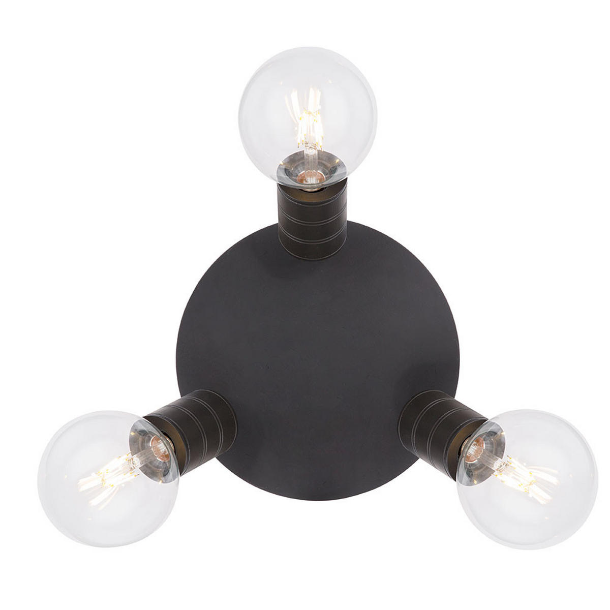 DECKENLEUCHTE Metall Schwarz 3-Flammig - Schwarz, Metall (28/28/16cm) - Globo Lighting