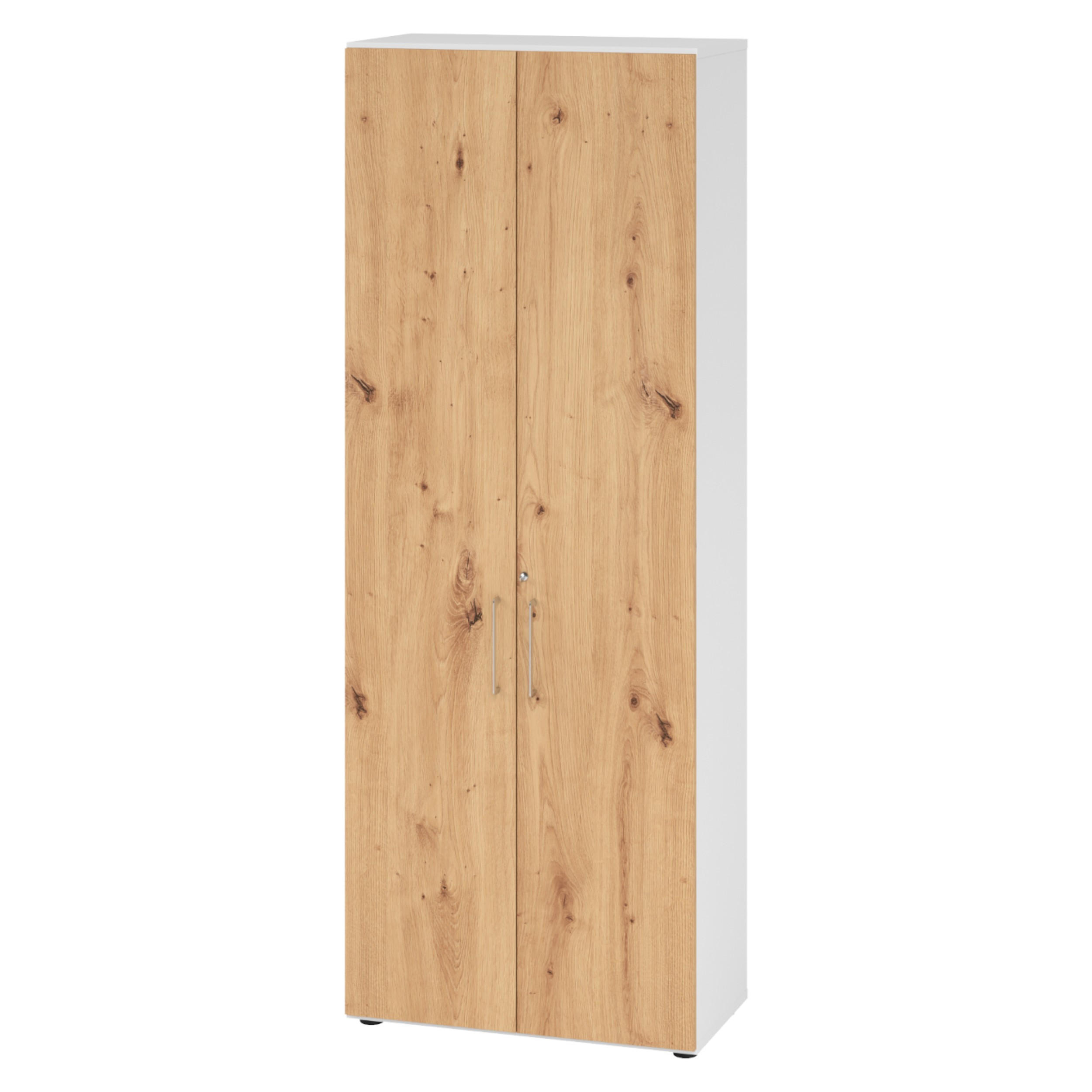 bümö Aktenschrank Weiß, Wildeiche 80x215.6x42 cm