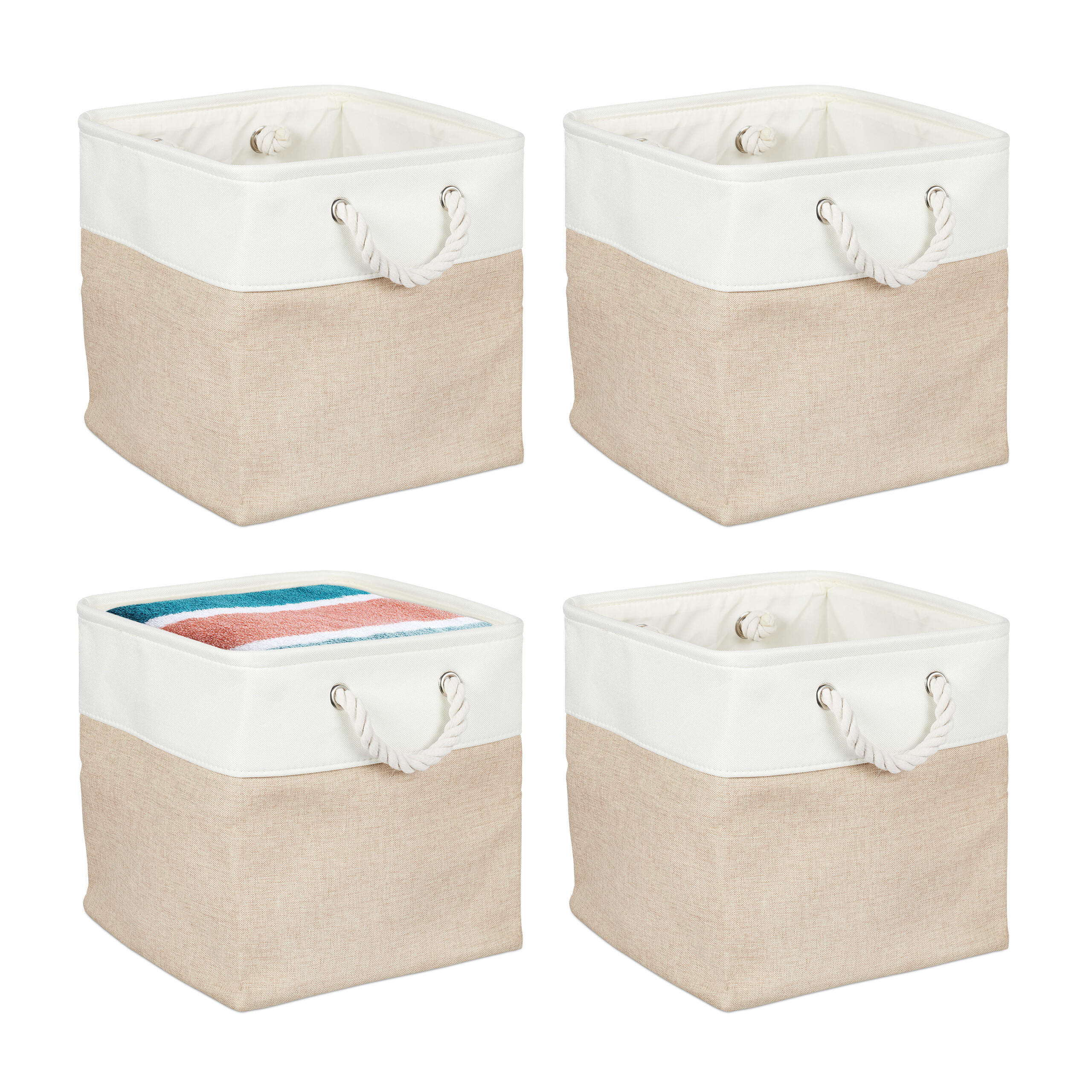 4XAUFBEWAHRUNGSKORB - Multicolor, Textil/Metall (30/30/30cm) - Relaxdays