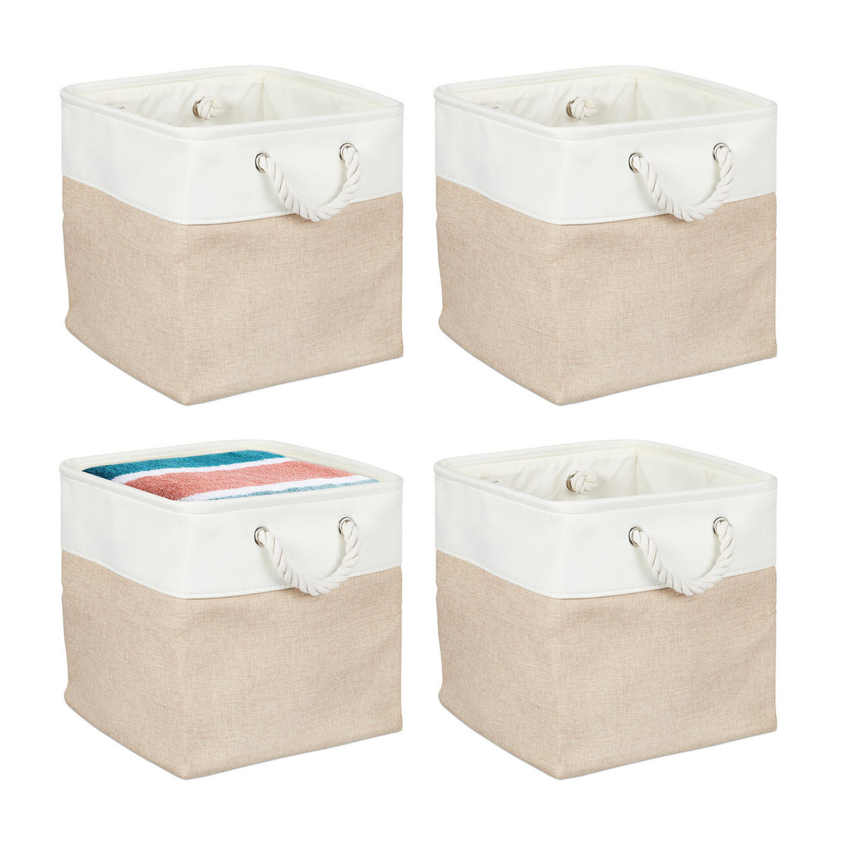 4xAUFBEWAHRUNGSKORB - Multicolor, Textil/Metall (30/30/30cm) - Relaxdays