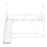 ETAGENBETT Weiß Liegefläche 90/190 cm, Etagenbett mit Rutsche, Metallrahmen - Weiß, Metall (90/190cm) - PANGIVO