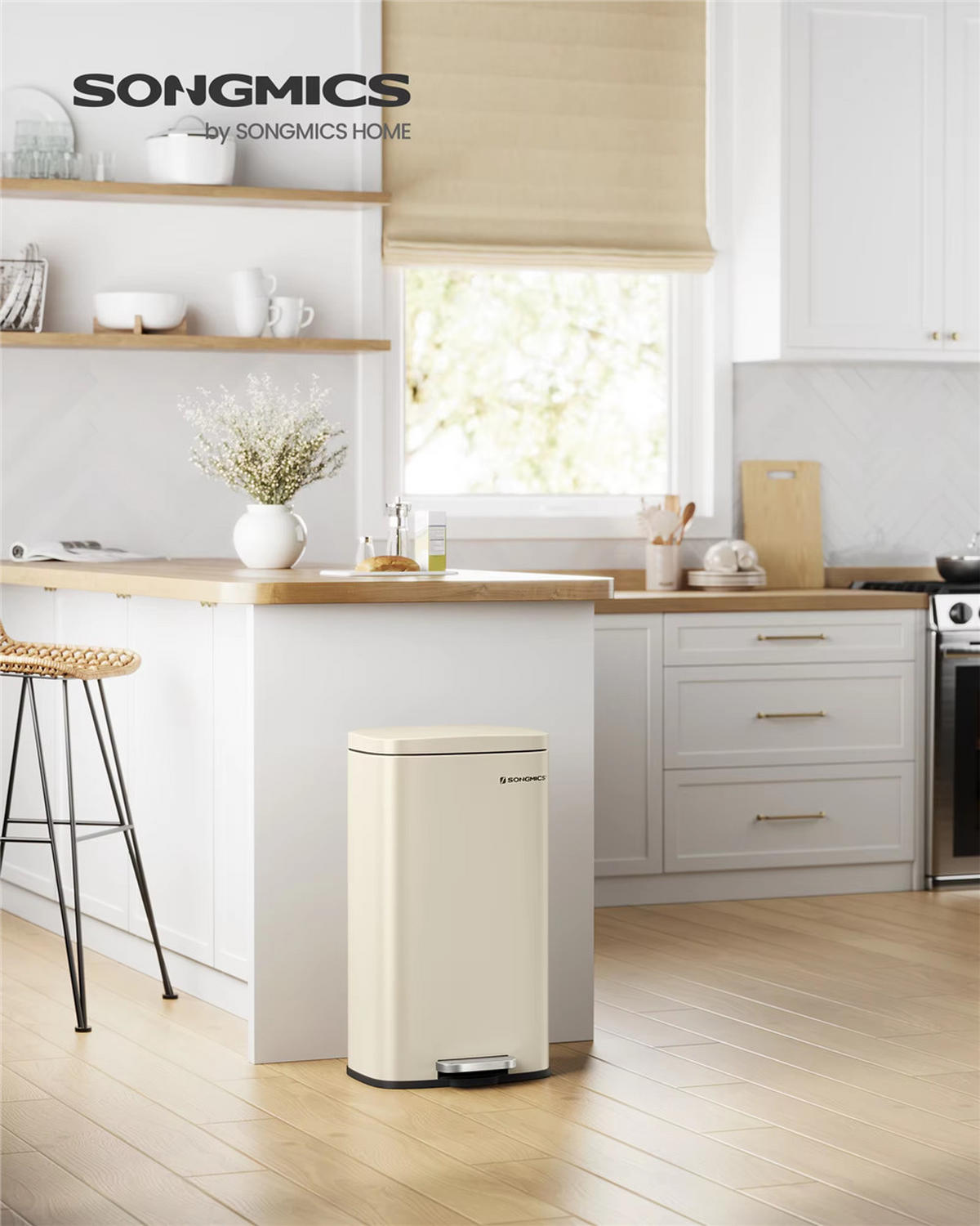 MÜLLEIMER 30 L Küche Tretmülleimer Softclose Deckel - Beige, Metall (34.8/63.3/29.7cm) - Kaket