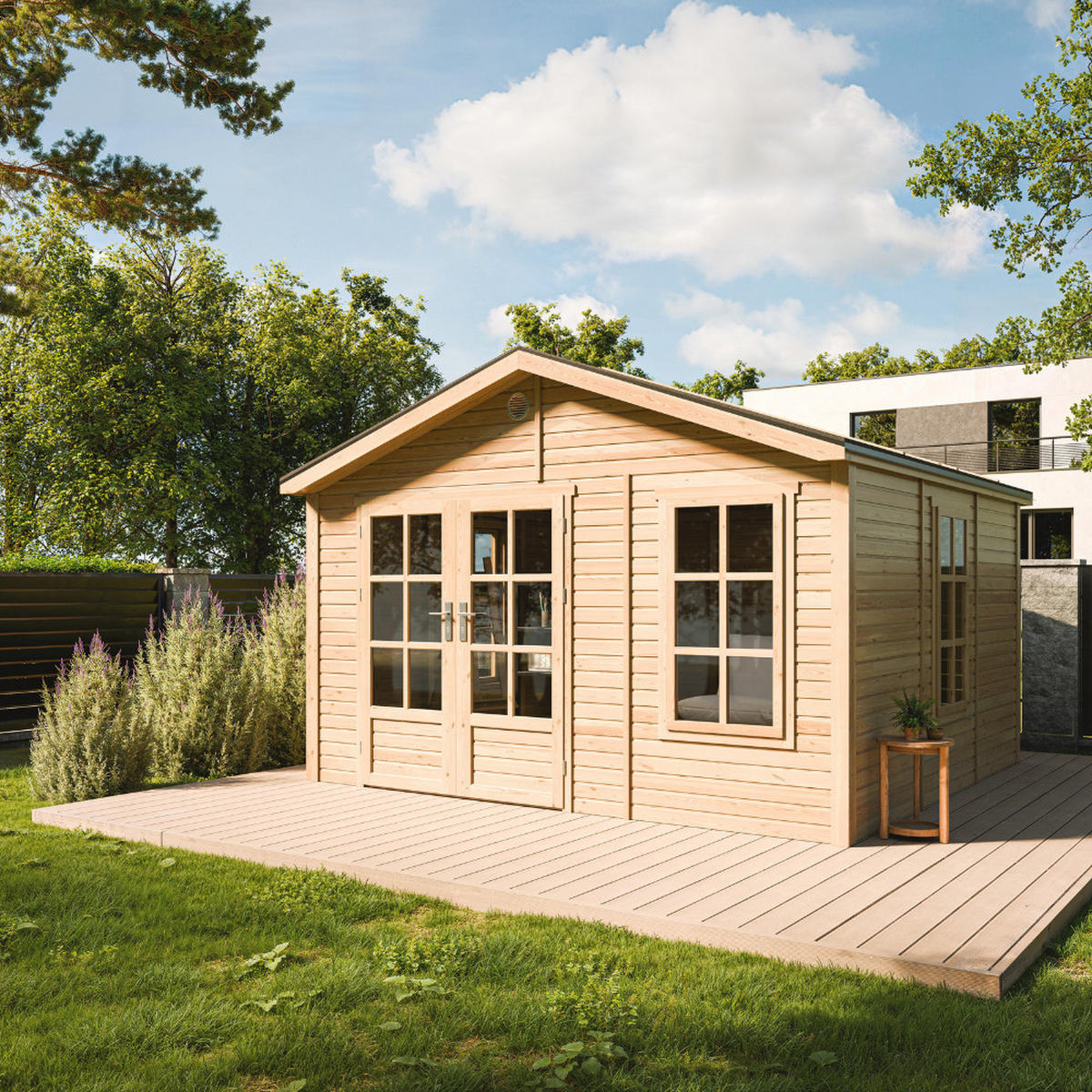 GARTENHAUS HOLZ M735A 370 x 360 cm - Naturfarben, Holz (382/267/394cm) - Timbela