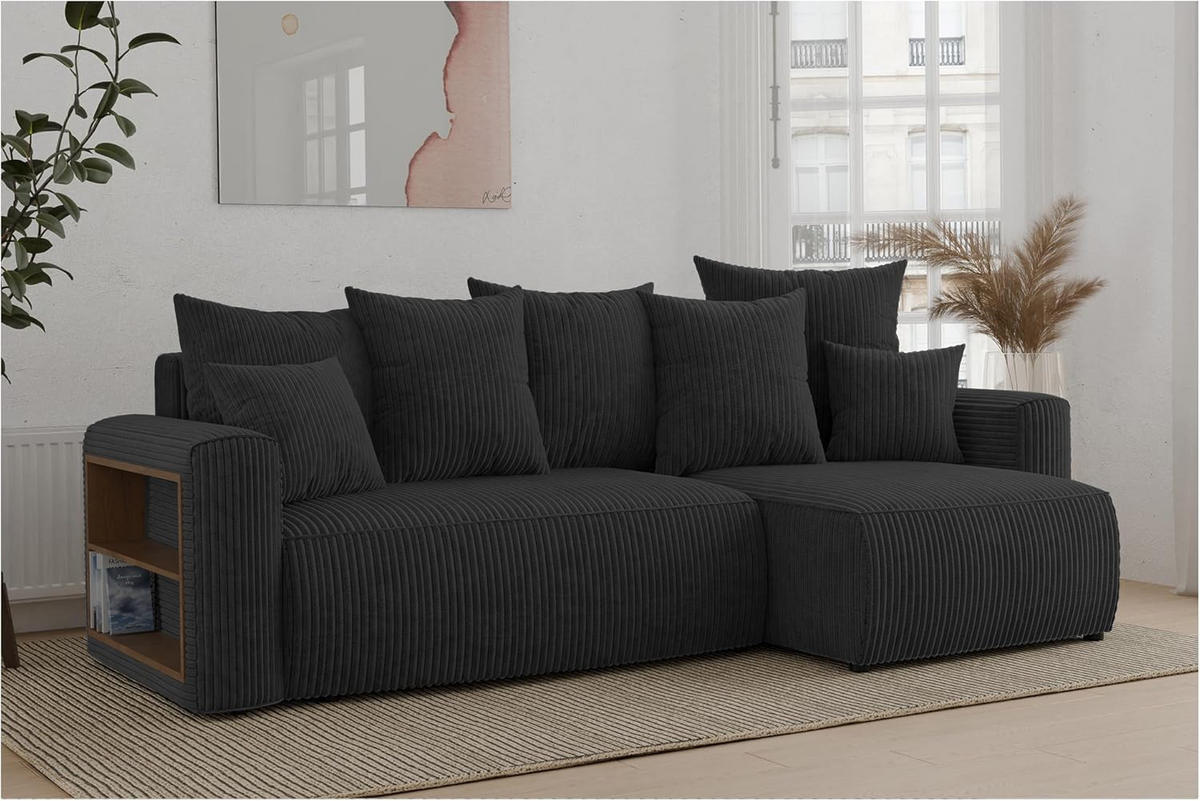 ECKSOFA SOLARIS L - Blau/Schwarz, Holzwerkstoff (238/142cm) - Meblini