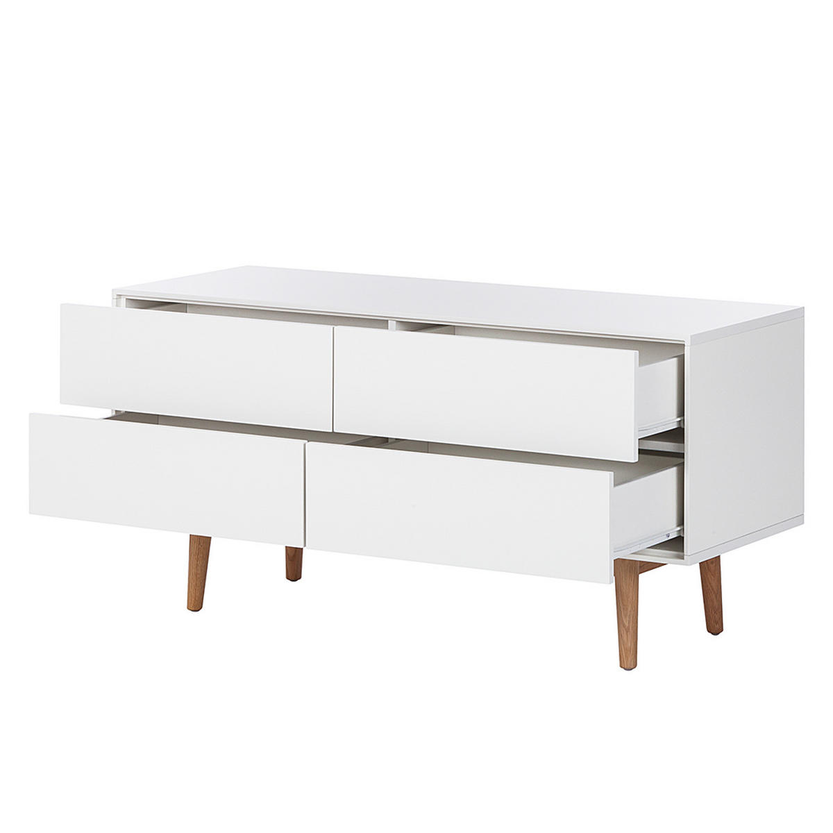 SIDEBOARD - Breite 120 cm - Eichefarben/Weiß, Eichenholz/Holz (120/59/45cm) - home24