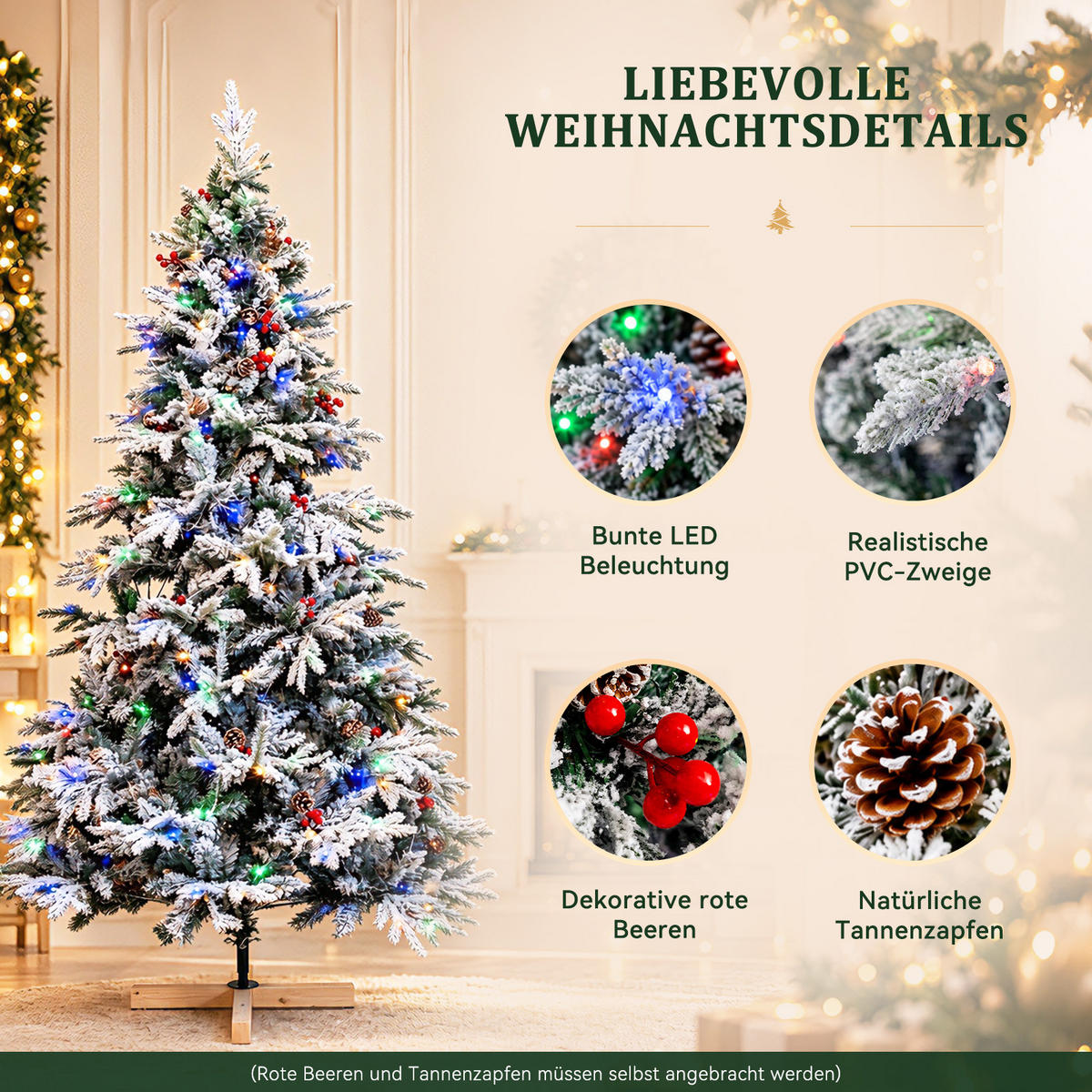 WEIHNACHTSBAUM 150 cm – LED-Dekobaum für Zuhause, Garten, Gewerbe & Feiern - Grün, Kunststoff (150cm)