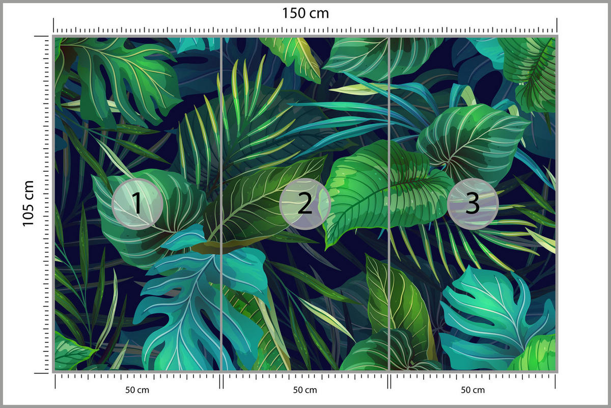 FOTOTAPETE Tropische Blätter Pflanzen Natur 150x105 - Türkis/Grün, Papier (150/105cm) - Muralo