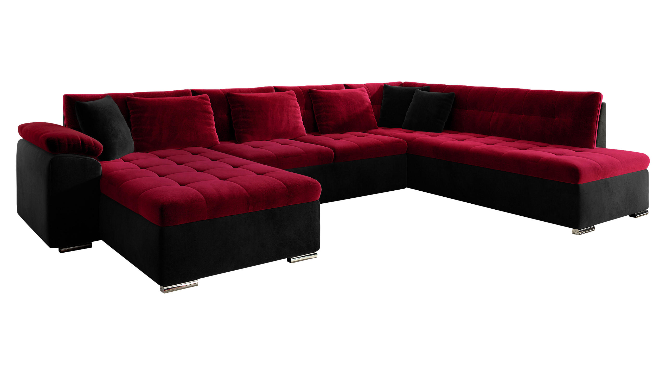 WOHNLANDSCHAFT Niko Bis, Seite: Links - Rot, Holz/Textil (348/76/205cm) - MIRJAN24