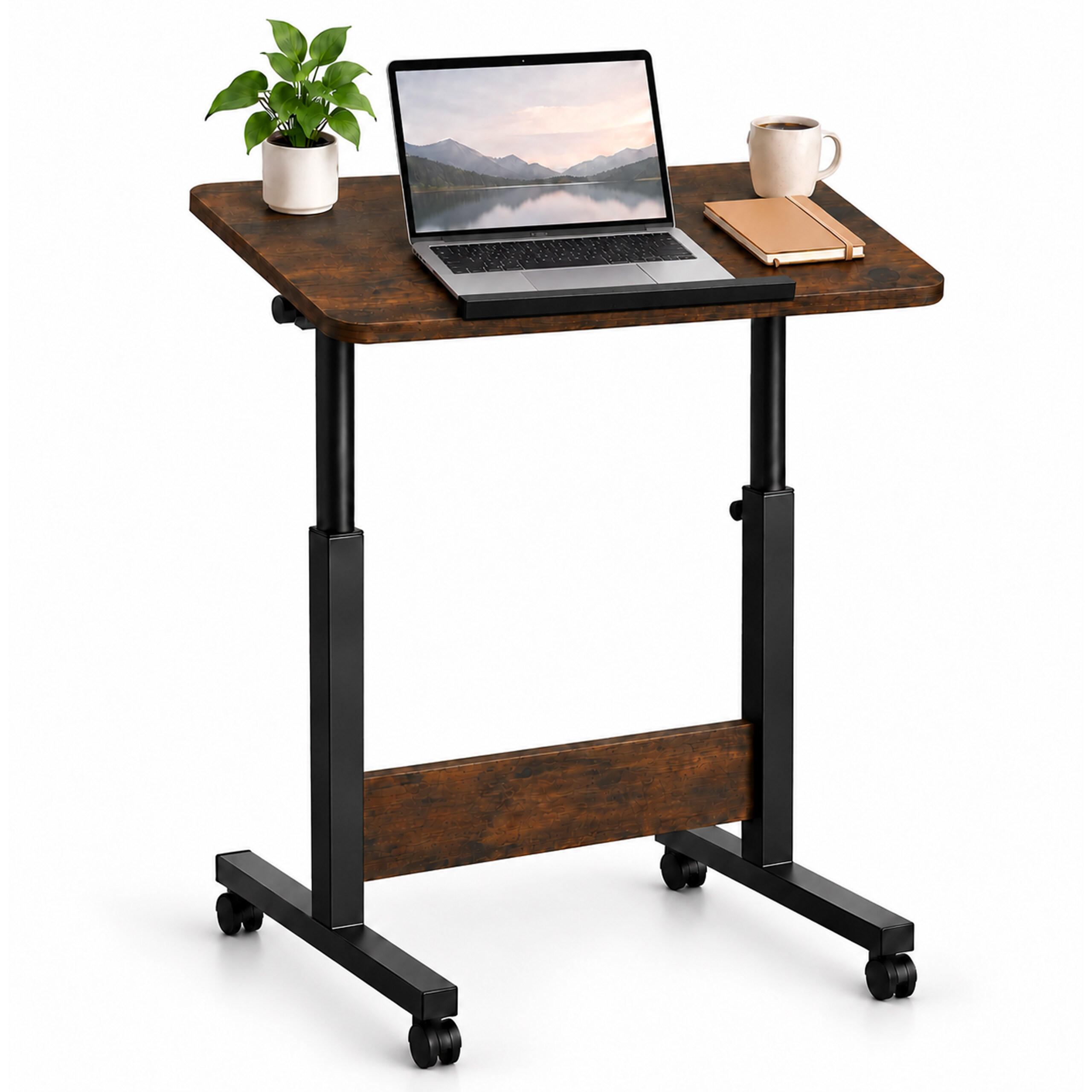LAPTOPTISCH Schwarz Braun höhenverstellbar - Multicolor, Holzwerkstoff/Kunststoff (40/60/90cm) - Relaxdays