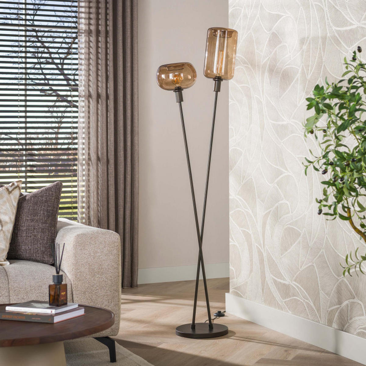 STEHLEUCHTE Sera Braun 30/50/174 cm - Braun, Textil (30/50/174cm) - Hoyz Collection