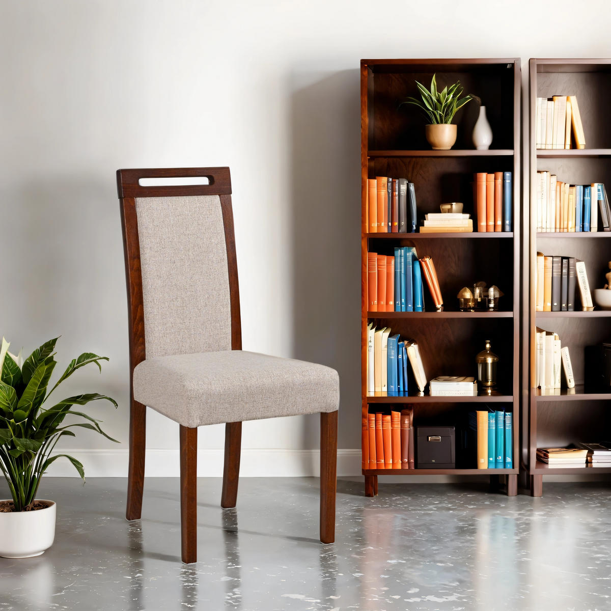 ESSZIMMERSTUHL 4x "Roma 5", nussbaum, paros 2 - Beige/Nussbaumfarben, Holz (45/96/41cm) - Leaf Design
