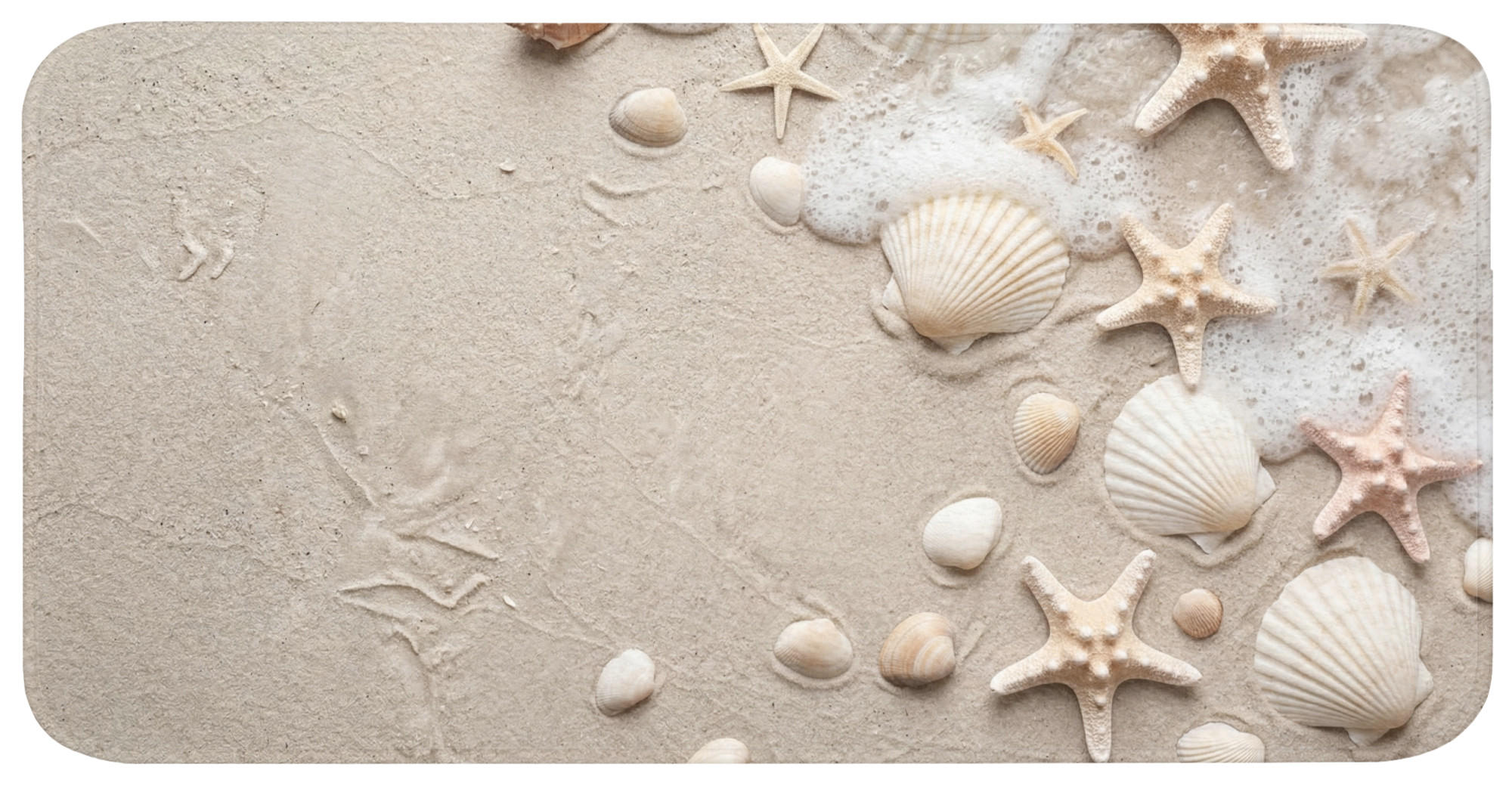 BADEMATTE Muscheln - Seesterne - Strand 120x60 cm - Sandfarben/Creme, Kunststoff/Textil (120/60cm) - OnlyWow