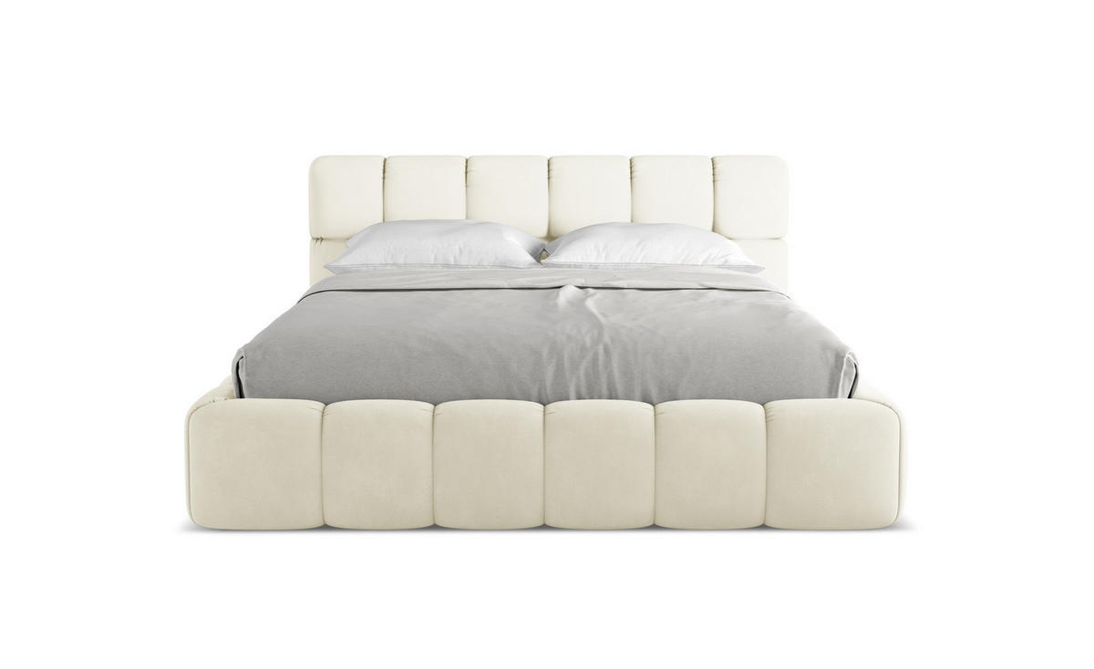 POLSTERBETT mit Bettkasten und Lattenrost 180x228 Beige - Beige/Schwarz, Kunststoff/Textil (160/200cm) - Makamii