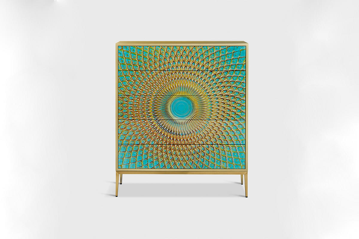 HIGHBOARD LAGO Grün Holz - Goldfarben/Grün, Holz/Holzwerkstoff (100/120/40cm) - KAWOLA