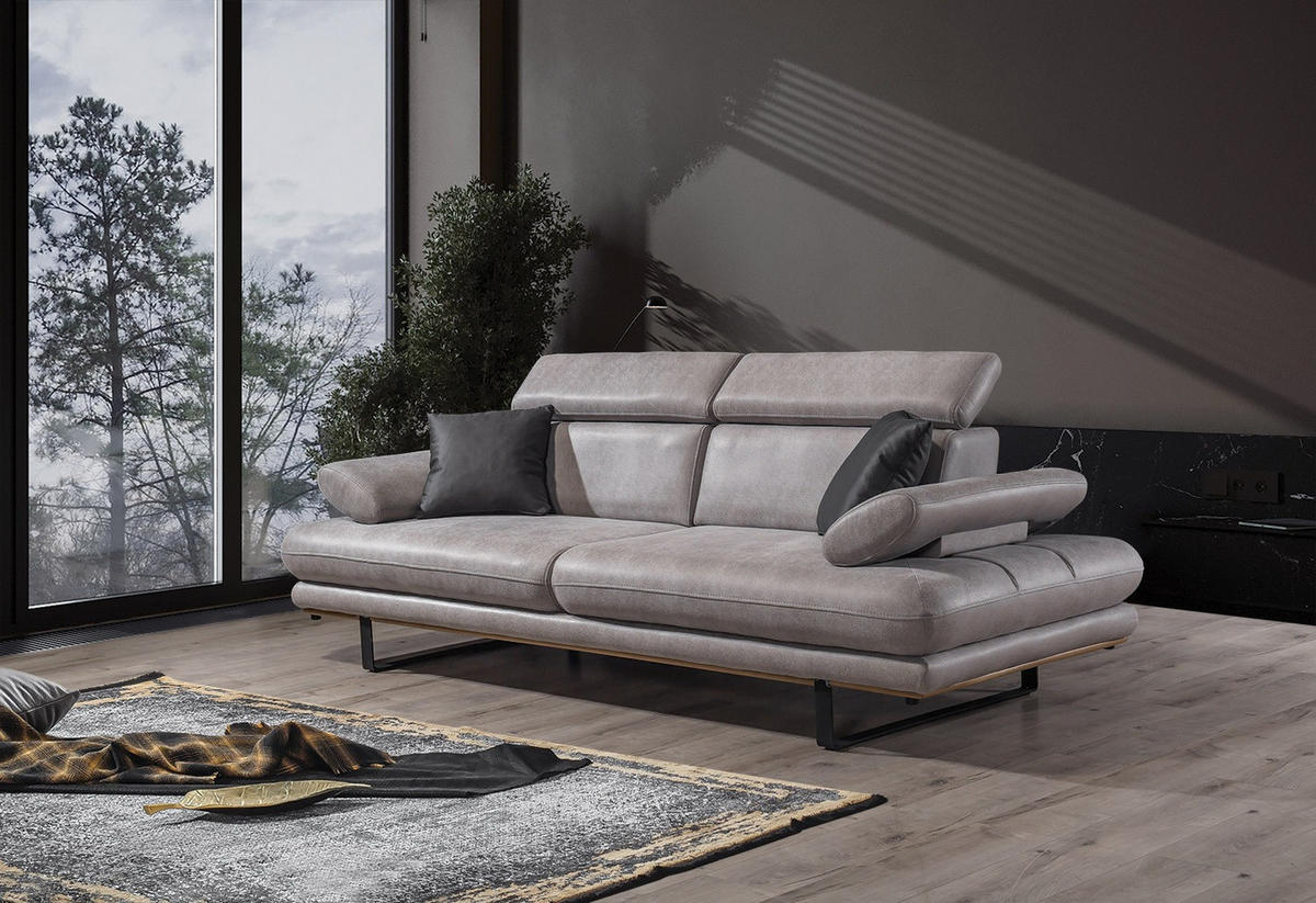 2 Sitzer SOFA Energy Nubuk Grau - Grau, Textil/Metall (200/80/100cm) - Villa Möbel