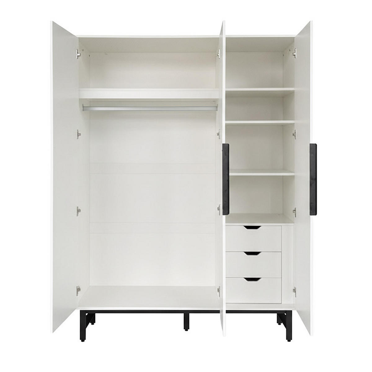 KLEIDERSCHRANK NYLA - Weiß, 150 x 200 cm - Weiß, Holzwerkstoff (150/200/60cm) - Home Deluxe