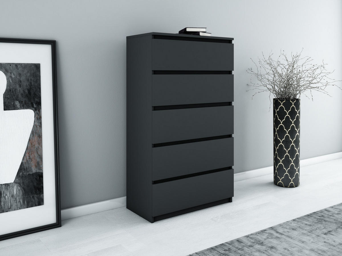 KOMMODE bella5 - Schwarz, Holzwerkstoff (70/121/35cm) - roe furniture