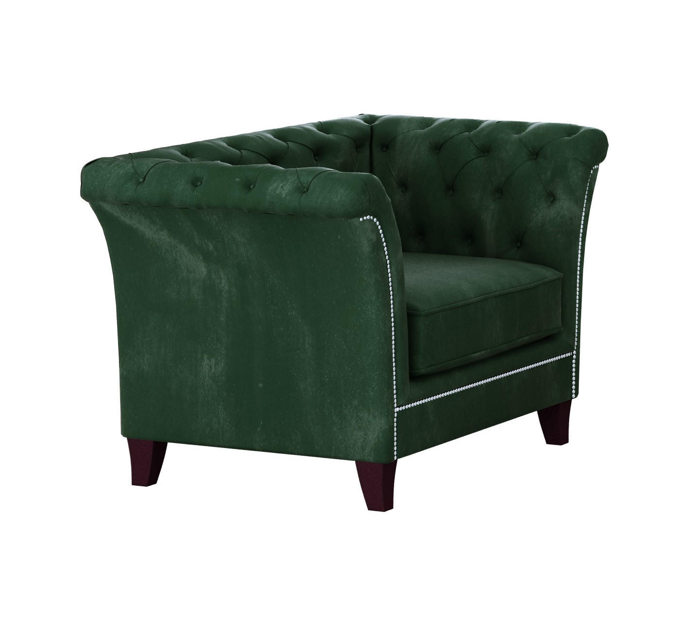 S-Style CHESTERFIELD KŘESLO Fusion ze smaragdově zeleného sametu