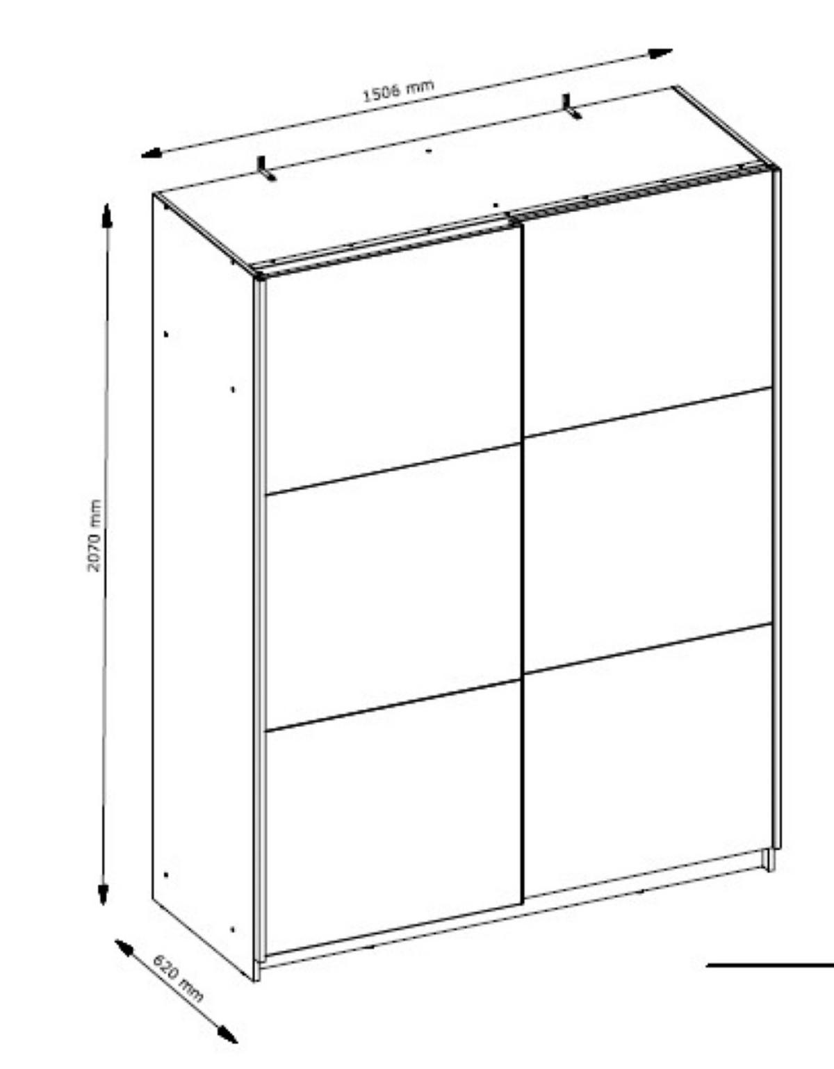 SCHWEBETÜRENSCHRANK Arsala weiß 150 cm / 62 cm / 207 cm - Weiß, Holz/Holzwerkstoff (151/207/62cm) - Feldmann-Wohnen