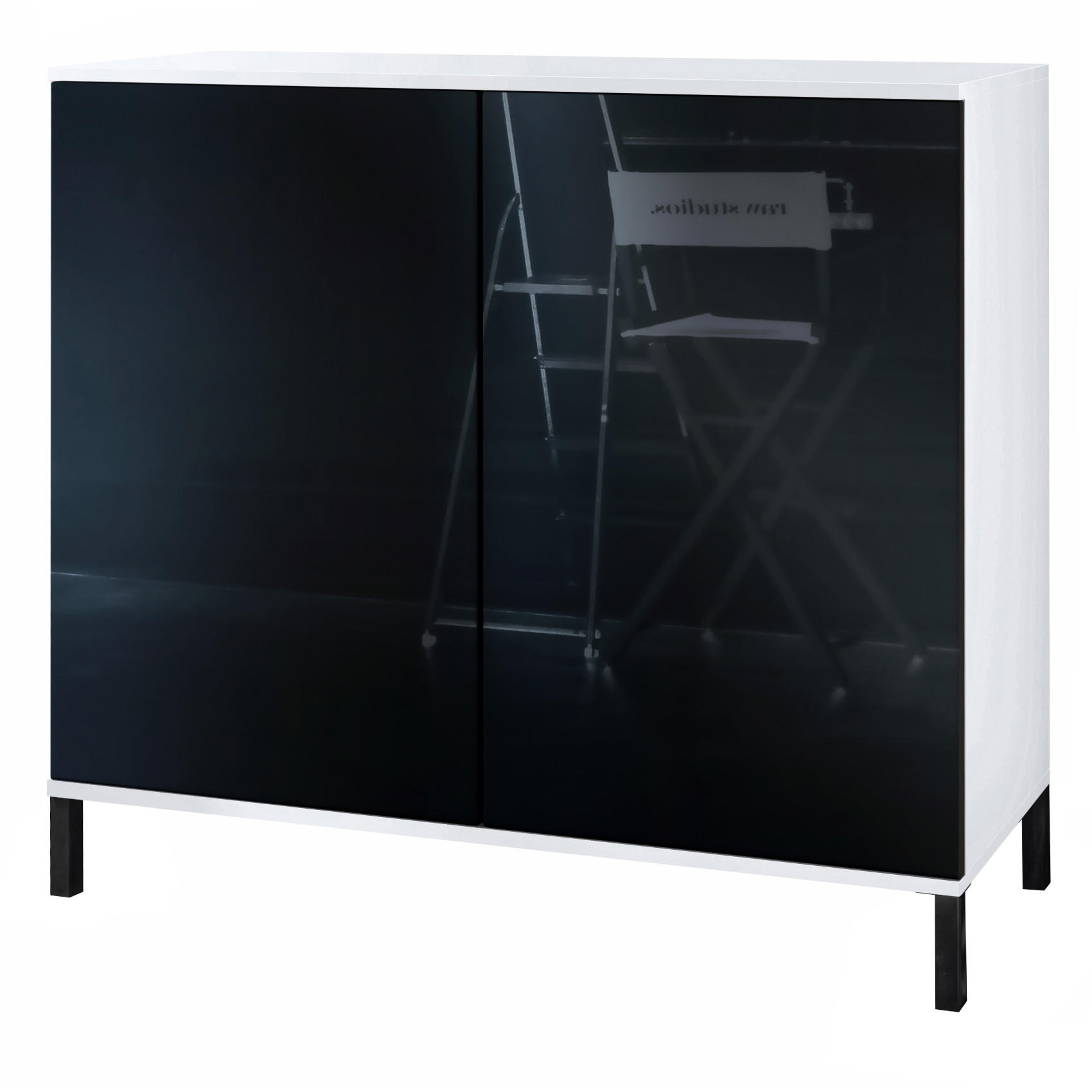 Vladon Kommode Schwarz Hochglanz 92.5x83.5x35 cm