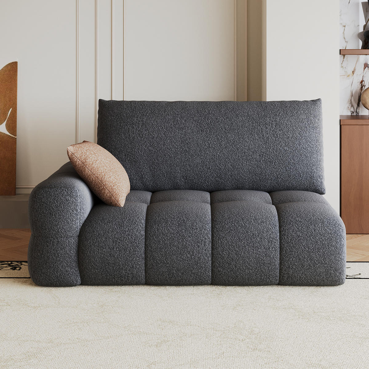 SOFAELEMENT DE-34768 linke 2‑Sitzer Dunkelgrau - Dunkelgrau, Textil (105/86/130cm) - ComfortXL