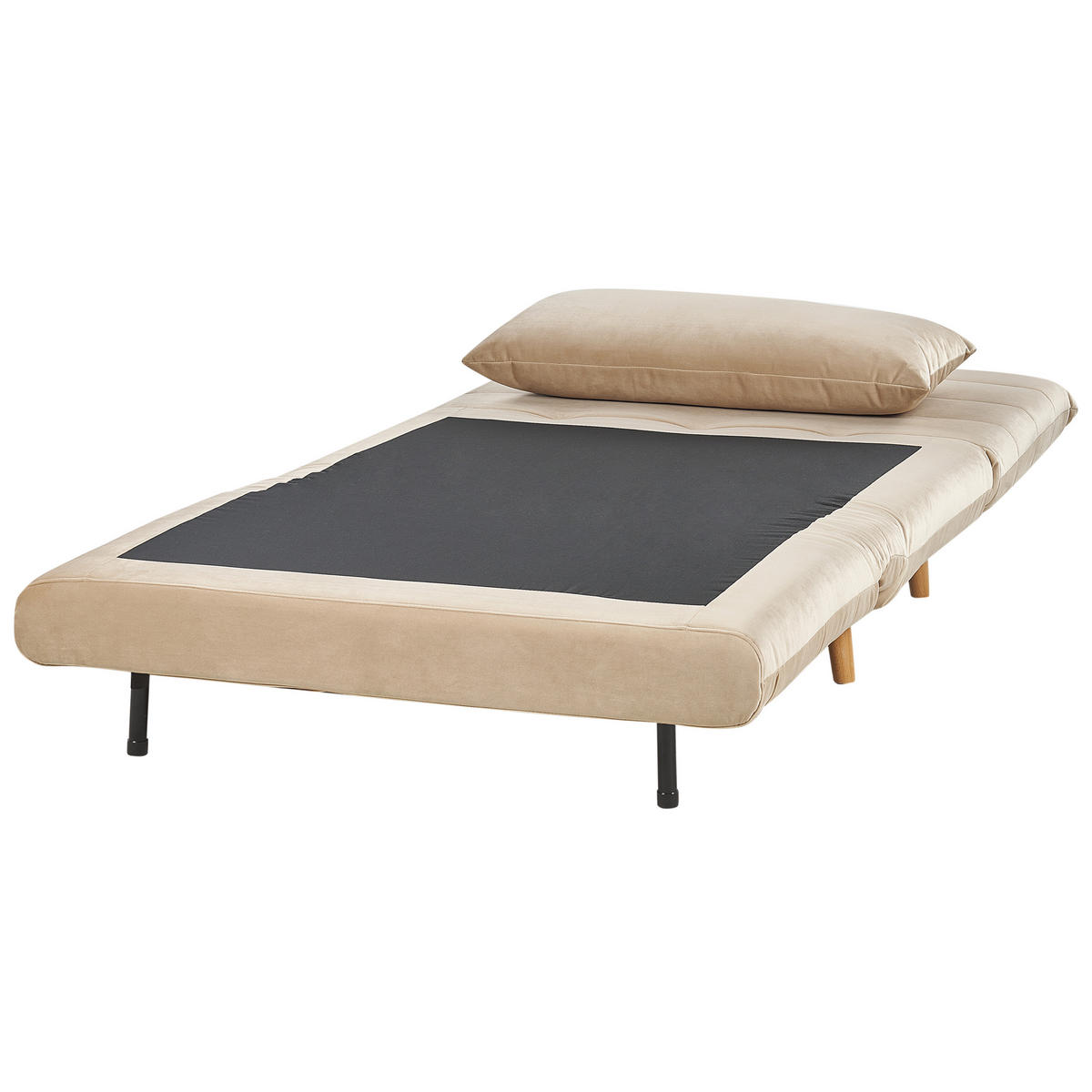 1-SITZER-SCHLAFSOFA Samtstoff Sandbeige Setten - Beige, Textil (104/82/190cm) - Beliani