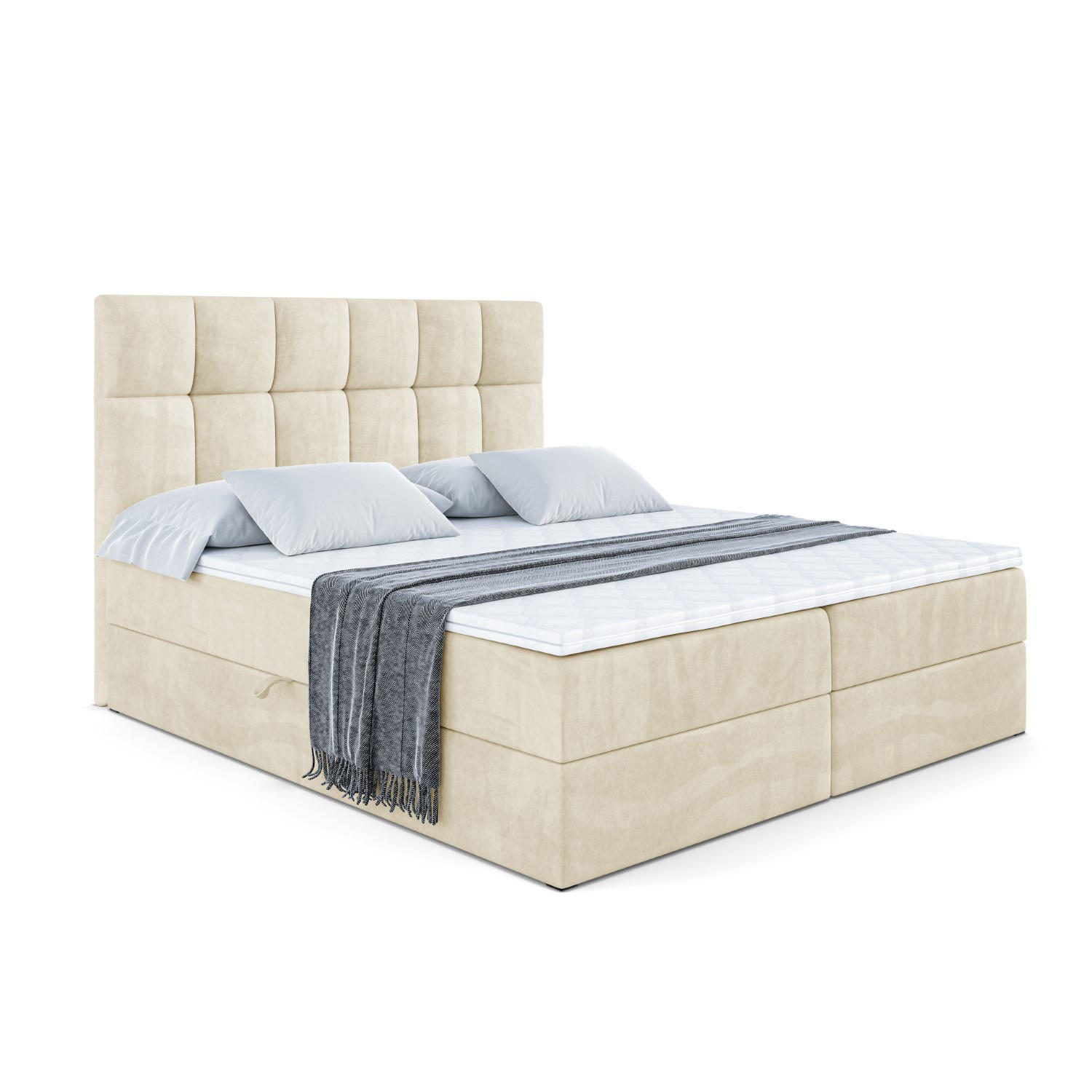 BOXBETT mit H3-Matratze und Lattenrost - RICAR - 160x200 Beige - Beige, Holzwerkstoff (160/200cm) - ALTDECOR
