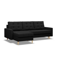 ECKSOFA MIT SCHLAFFUNKTION ELMA, Schwarz - Schwarz, Textil (223/140cm)
