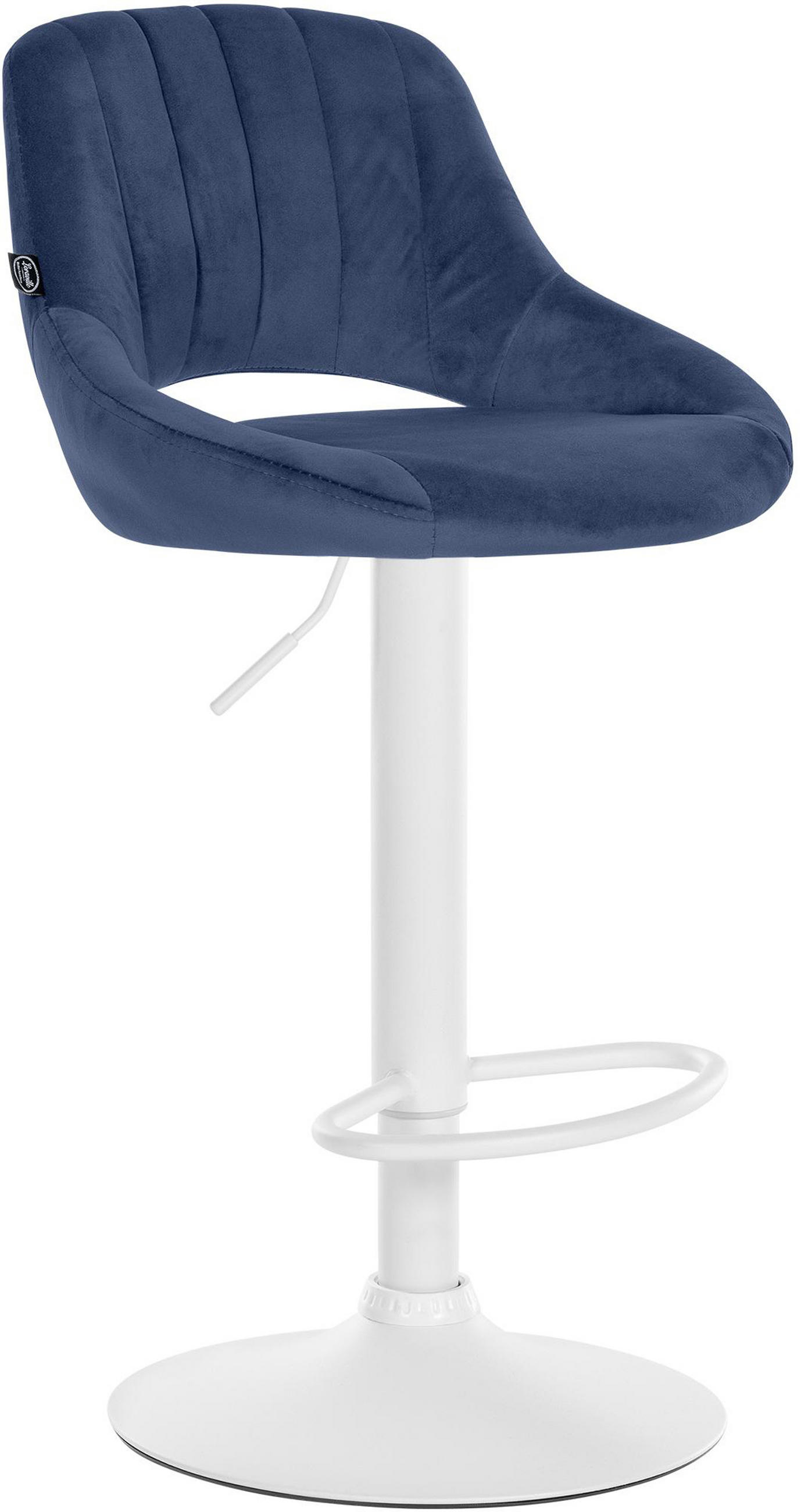 BARHOCKER Milos Samt weiß blau - Blau/Weiß, Textil/Metall (47/106/48cm) - TPFLiving