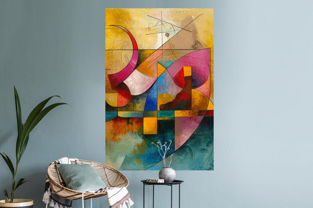 WANDTATTOO Kunst - Abstrakt - Modern 80x120 cm - Gelb, Kunststoff (80/120/0.1cm) - MuchoWow