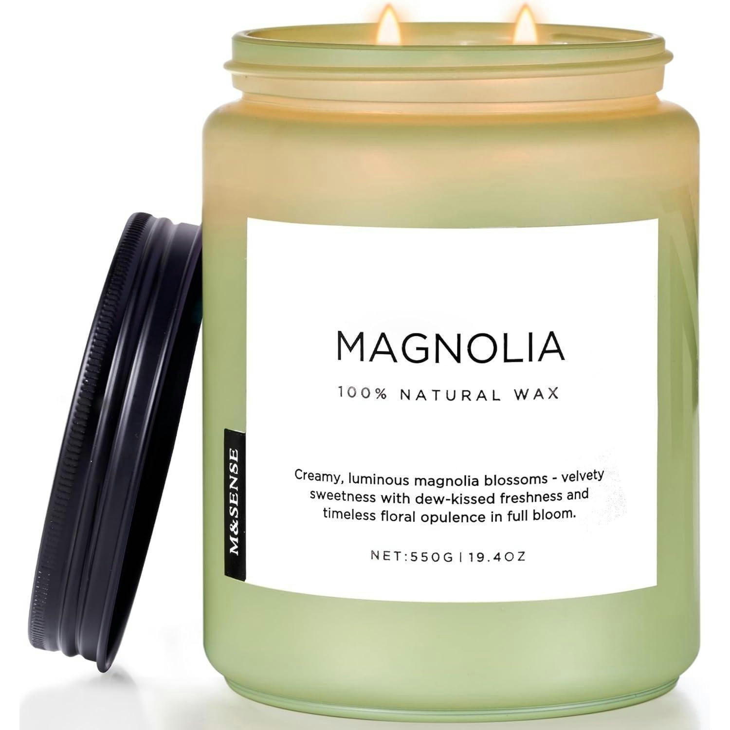 DUFTKERZE Magnolia Jasmin 550g 2-Docht Sojawachs - Grün, Paraffin (13cm)