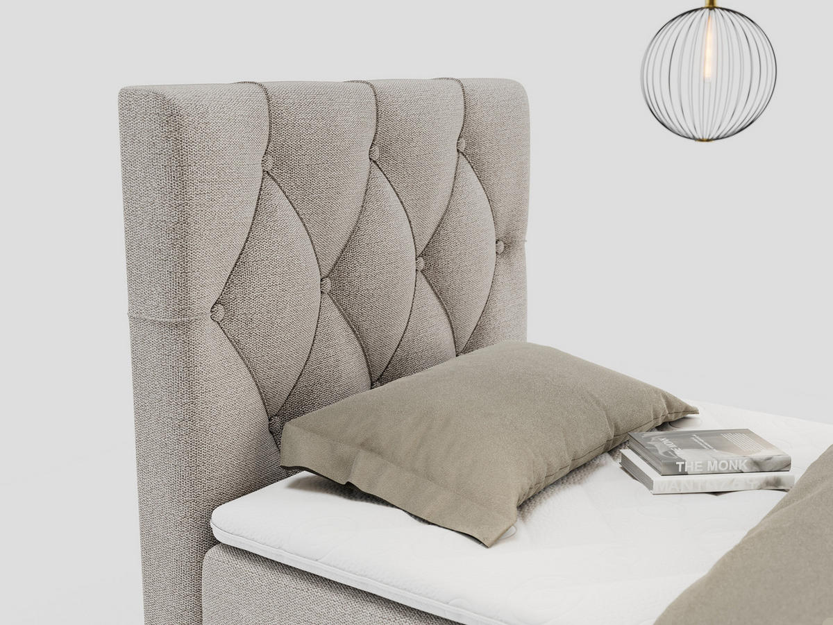 BOXBETT ALDA 90/200 Beige Struktur - H4 - Links Seite - Beige, Holz/Textil (90/200cm) - MKS