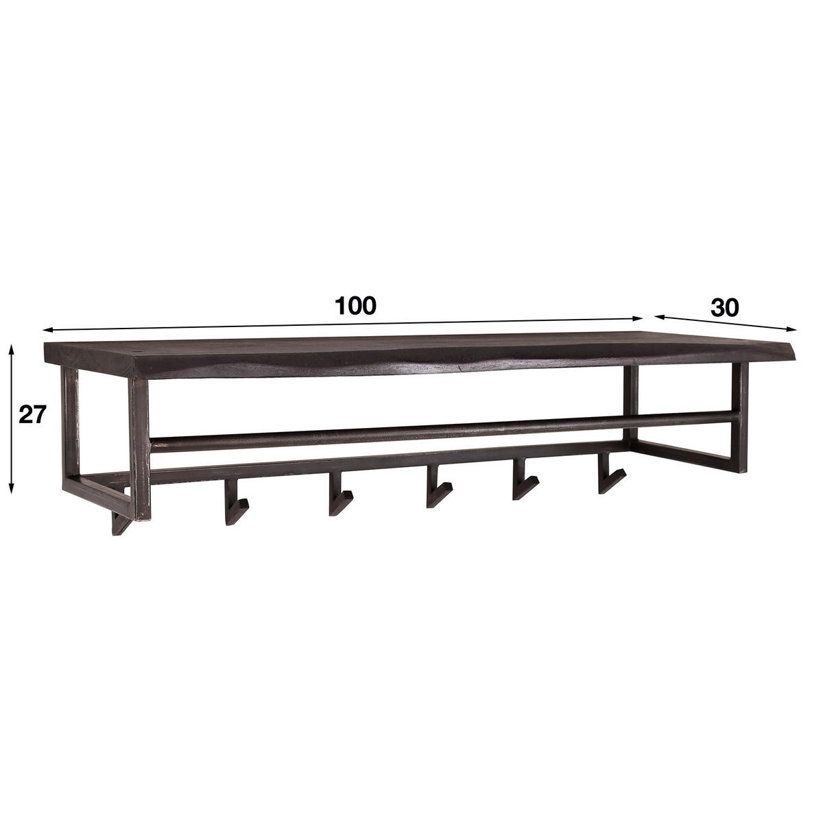 WANDGARDEROBE Yucon Schwarz 100/30/27 cm - Schwarz, Holz (30/27/100cm) - Hoyz Collection