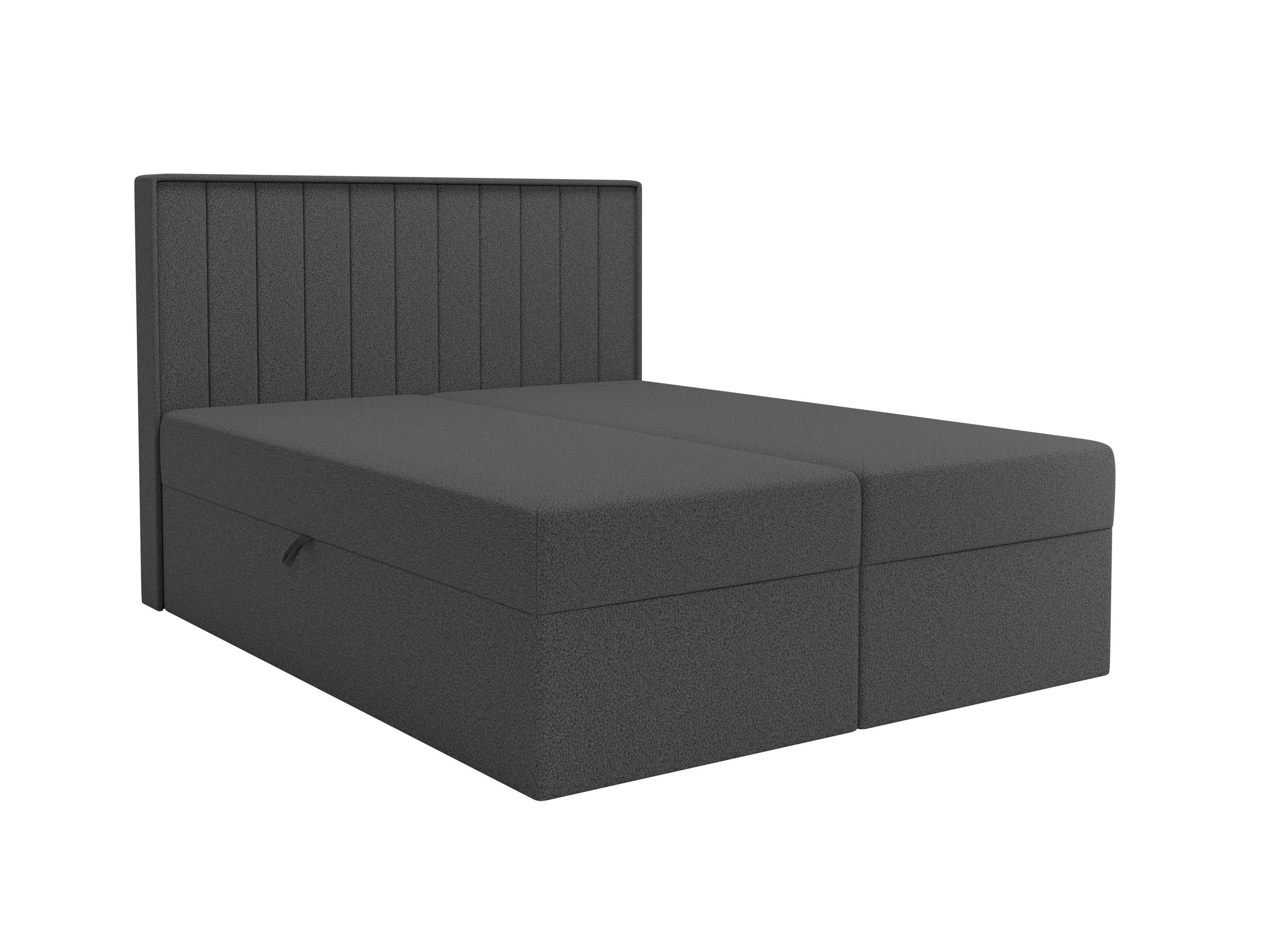 BOXBETT + Topper 140x200 grau Bouclé - Grau, Holz/Holzwerkstoff (140/200cm) - SIMKAM Furniture
