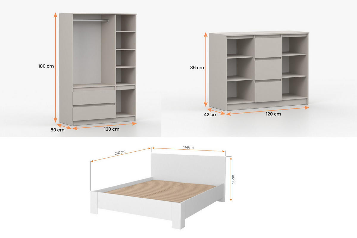 JUGENDZIMMER-SET SIMO G 3-teilig in Kaschmir - Kaschmir, Holzwerkstoff (409/180/207cm) - Deine Möbel 24